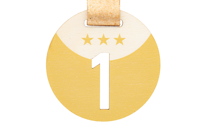 Houten medailles podiumplaatsen 