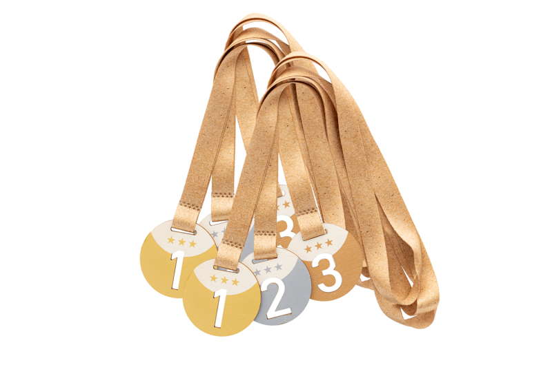 Houten medailles podiumplaatsen 